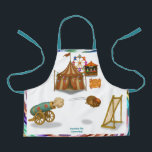 All-Over Print Apron<br><div class="desc">Small, round, and brave beyond belief, Hannibal the hedgehog blasts from the circus cannon with surprising enthusiasm. With his tiny goggles and heroic bravery, he arcs across the big top like a shooting star. A pint-sized performer with gigantic courage. You can find lots of other Dingaling Brothers Circus products in...</div>