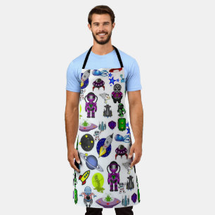 All Over Print Apron Astronaut Aliens Space