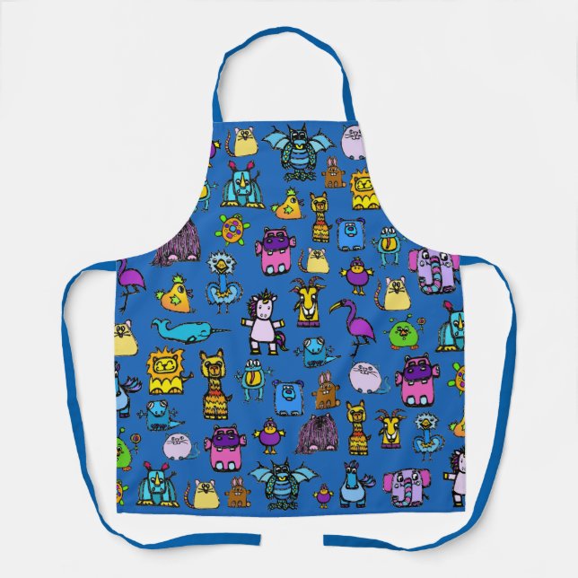 All-Over Print Apron - Blue (Adult) (Front)