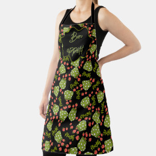 All-Over Print Apron Bon appétit with strawberries