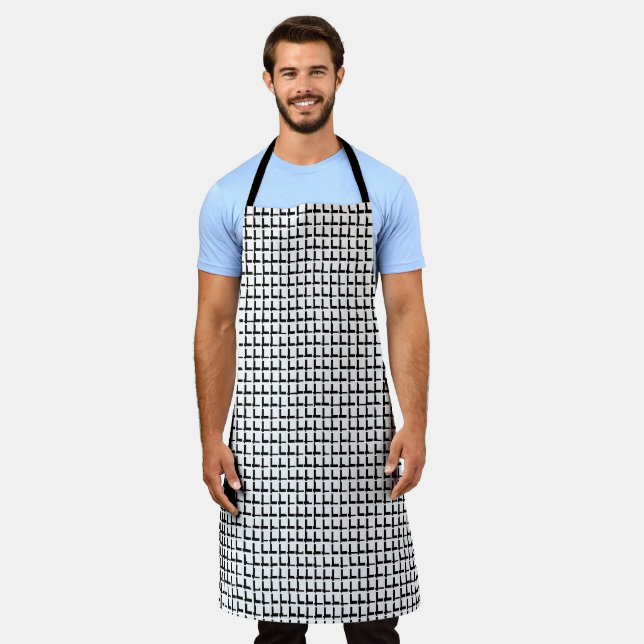 All Over Print Apron Chequered Black and White (Worn)