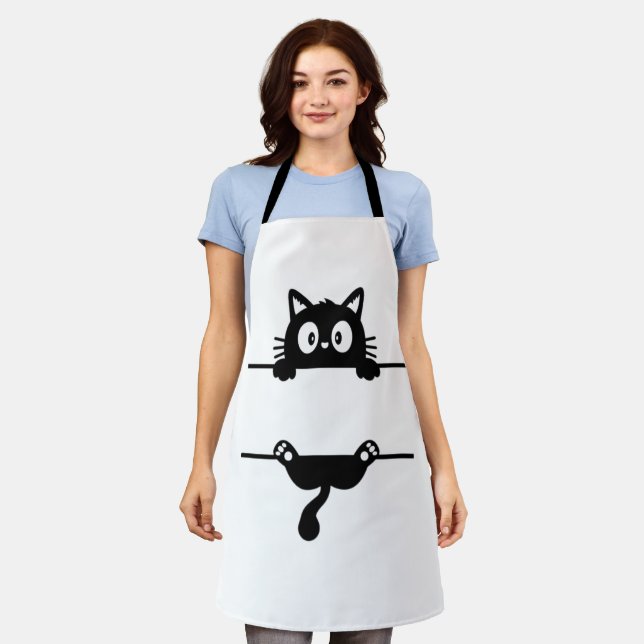  All-Over Print Apron ,cute cat design (Worn)