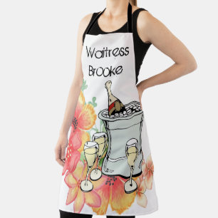 All Over Print Apron Floral Champagne