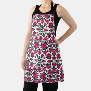 All-Over Print Apron"Garden Whispers:Pink&Redrose, Apron