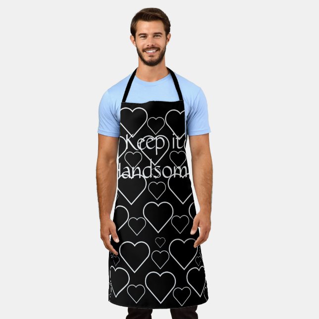 All Over Print Apron Keep it Handsome Black Hearts (Worn)
