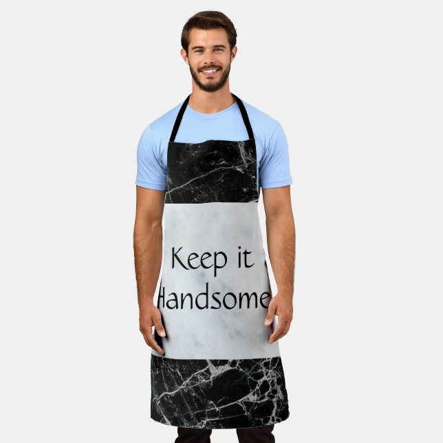 All Over Print Apron Keep it Handsome Black Marble (Worn)