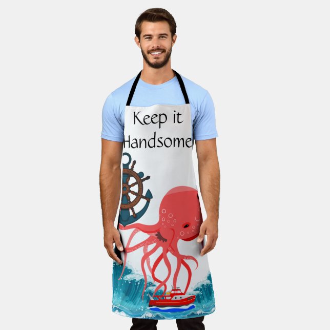 All Over Print Apron Keep it Handsome Octopus (Worn)