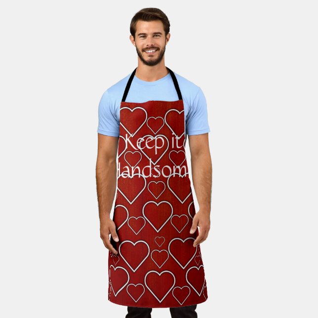 All Over Print Apron Keep it Handsome Red Hearts (Worn)
