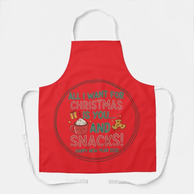 All-Over Print Apron, Medium Christmas Apron (Front)