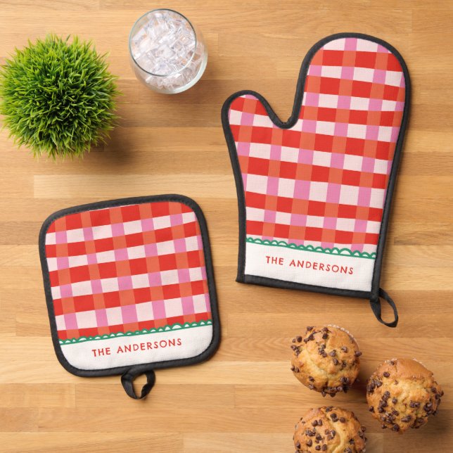 All-Over Print Apron Oven Mitt & Pot Holder Set (Top Down)