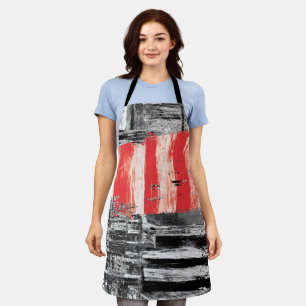 All-Over Print Apron – Red Pulse Abstract Design