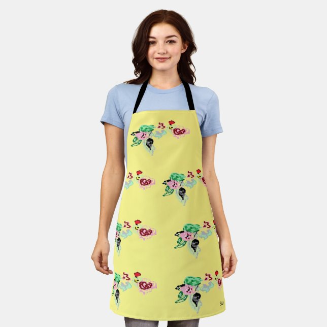 All-Over Print Apron Roses on a Vine (Worn)
