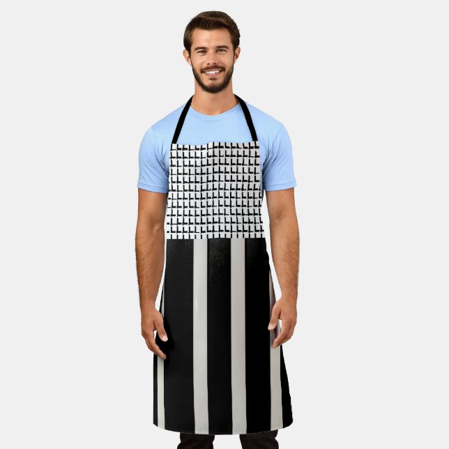 All Over Print Apron Stripe Black and White (Worn)