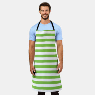 All Over Print Apron Stripe Green and White