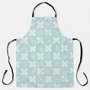 All-Over Print Apron Teal & Gold Arabesque Chef Ap