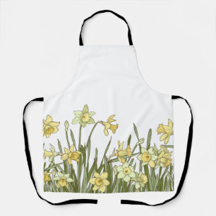 All-Over Print Apron with yellow daffodils