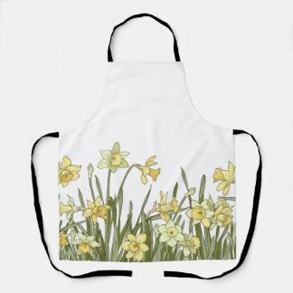 All-Over Print Apron with yellow daffodils