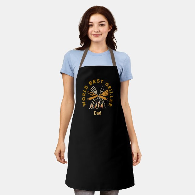 All-Over Print Apron WORLD BEST GRILLER DAD (Worn)