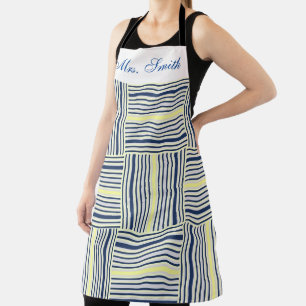 All Over Print Apron Yellow Blue Stripe