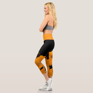  All Over Print Capri Leggings Brushy Orange