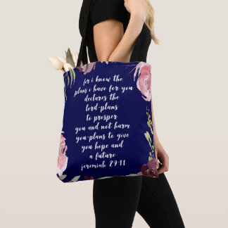 All over print inspirational scripture tote bag