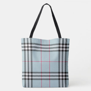 All Over Print Large Tote - Blue Plaid