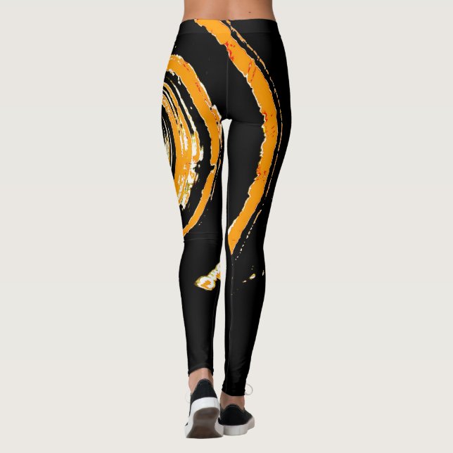 All Over Print Leggings with Orange Yellow Twirl (Back)