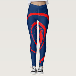 All Over Print Leggings with Red Twirl
