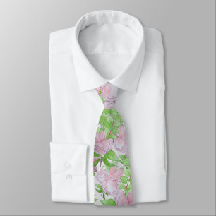 "all over print of big pink flowers" tie