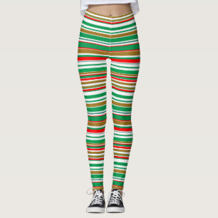 All-over print Striped Christmas Holiday Leggings