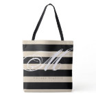 All-over-print Tote Bag with large black stripes