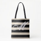 All-over-print Tote Bag with large black stripes