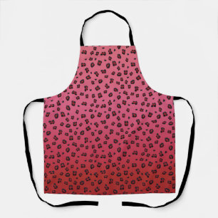 All-Over Red and Black Leppard Print Apron
