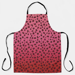 All-Over Red and Black Leppard Print Apron