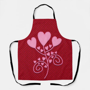 All-Over Red And Red Hearts Kitchen Apron