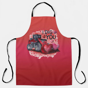 All-Over Red I Dig You Valentine Kitchen Apron