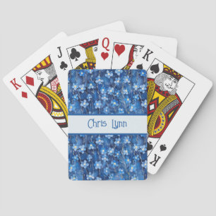 All Over Shades of Blue Floral Pattern  Playing Cards