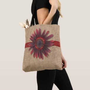 All-Over Tote - Burlap and Ring O'Fire Sunflower