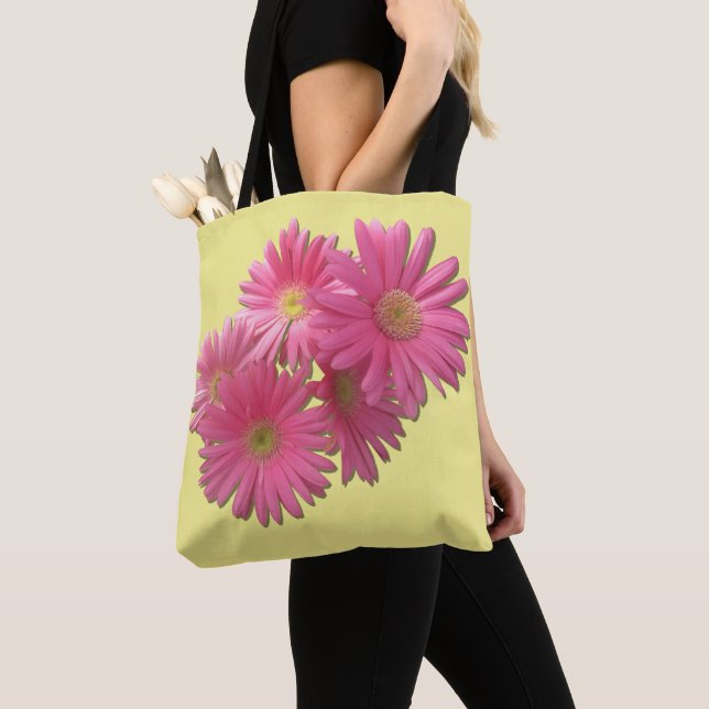 All-Over Tote - Dark Pink Gerbera Daisies Bag (Close Up)