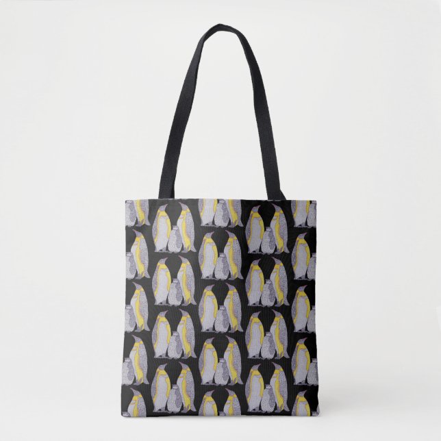All-Over Tote - Penguin Family (pattern black) (Front)