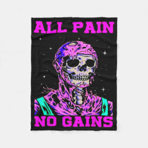 All Pain No Gains Fitness Weightlifting Bodybuildi Fleece Blanket
