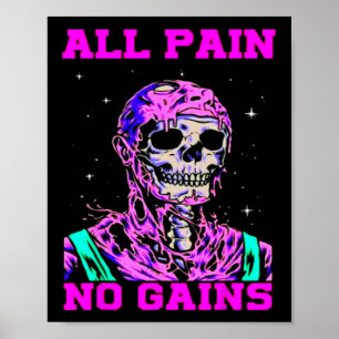 All Pain No Gains Fitness Weightlifting Bodybuildi Poster