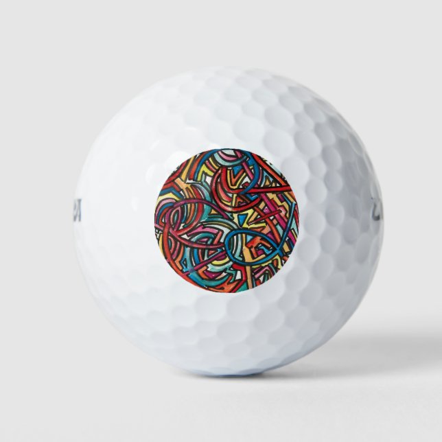 All Paths End There-Hand Painted Abstract Art Golf Balls (Front)