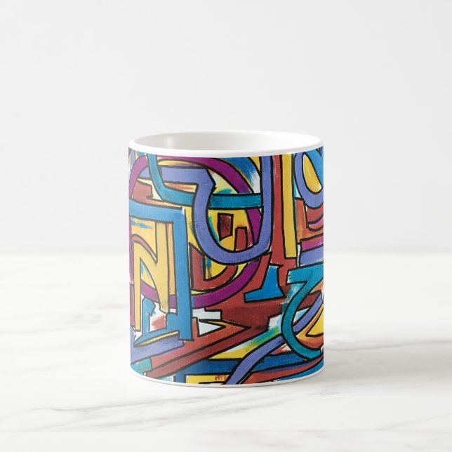 All Paths Go There-Hand Painted Abstract Art Coffee Mug (Center)
