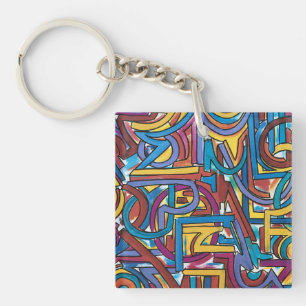 All Paths Go There-Hand Painted Abstract Art Keychain