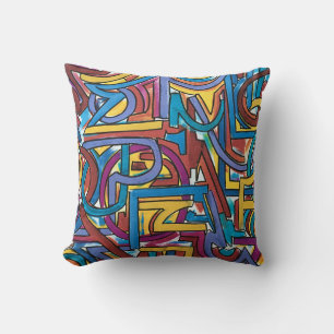 All Paths Go There-Hand Painted Abstract Art Throw Pillow