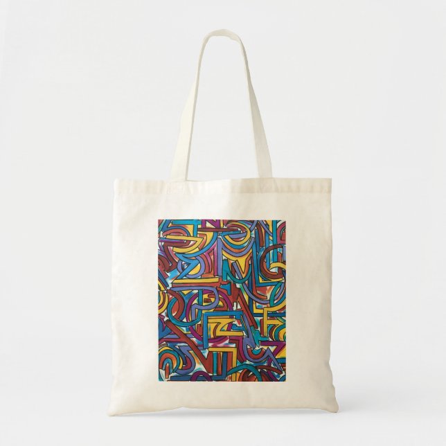 All Paths Go There-Hand Painted Abstract Art Tote Bag (Front)