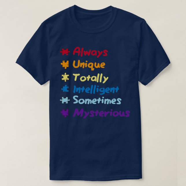 All Pieces Fit Autism Awareness Autistic Autism Mo T-Shirt (Design Front)