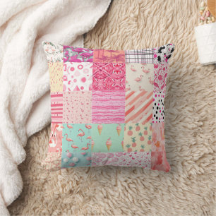 All Pink Flamingo Cheat Quilt Pattern 2025 Throw Pillow