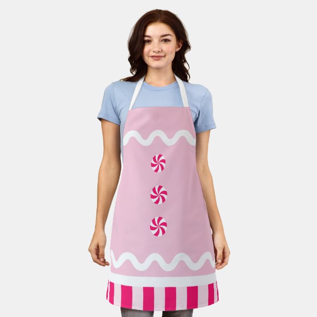 All Pink Gingerbread Theme Apron (Worn)